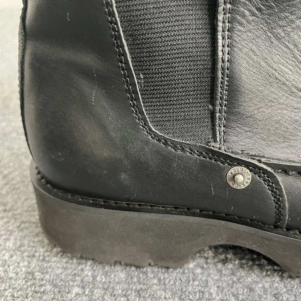 Polo Ralph Lauren Chelsea Boots Mens 9.5D Black Leather Chunky Lug Sole Vintage